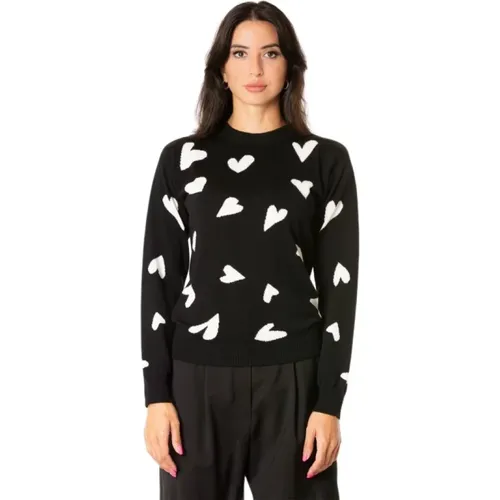 Pullover mit Herzdruck - Schwarz - Max Mara Studio - Modalova