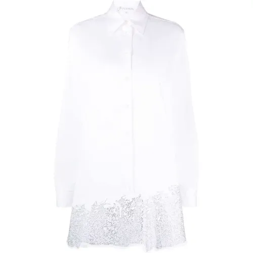 Crystal-Embellished Cotton Shirtdress , female, Sizes: XS - JW Anderson - Modalova