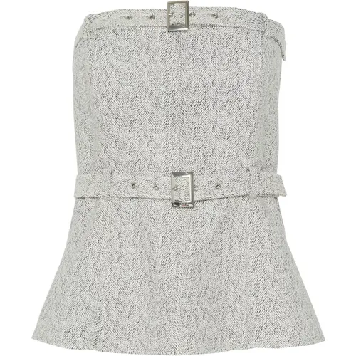 Slim-fit Corsage Top with Belt Details , female, Sizes: L, M, S, XL - Gestuz - Modalova