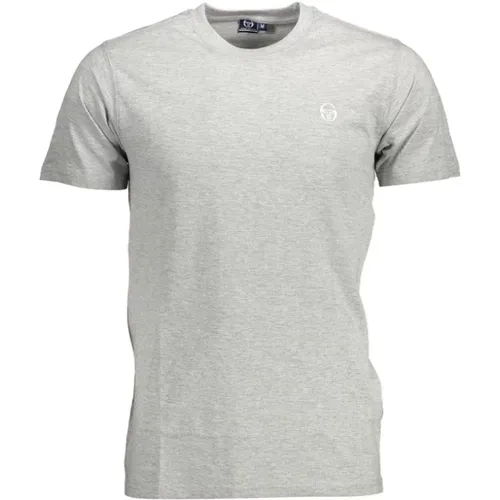 Graues Baumwoll Logo Besticktes T-Shirt , Herren, Größe: 2XL - Sergio Tacchini - Modalova