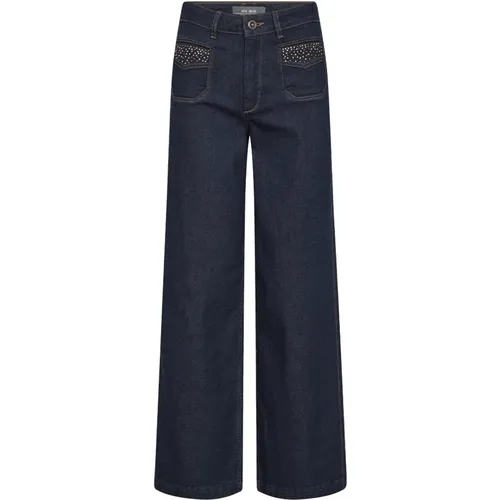 Wide Leg Jeans with Stud Details , female, Sizes: W28, W31, W33, W29, W25, W32, W27, W26, W30 - MOS MOSH - Modalova