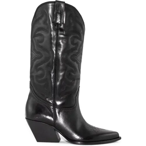 Leather Texan Boots for Women , female, Sizes: 3 UK - Elena Iachi - Modalova