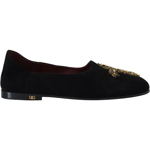 Luxuriöse Kristallverzierte Loafers , Herren, Größe: 40 EU - Dolce & Gabbana - Modalova