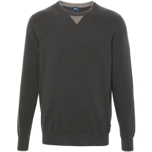 Brauner Crew Neck Wollpullover - Fedeli - Modalova