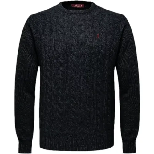 Blau Navy Zopfmuster-Strickpullover , Herren, Größe: 2XL - MCS - Modalova