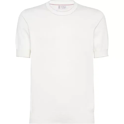 Herren Beige T-Shirts & Polos , Herren, Größe: M - BRUNELLO CUCINELLI - Modalova