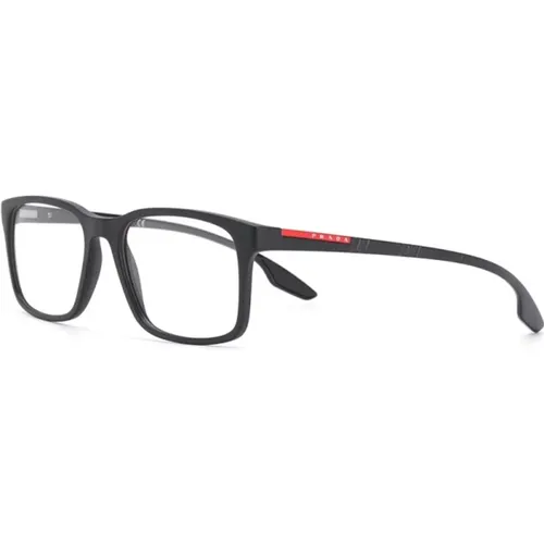 Schwarze Optische Brille Linea Rossa Stil , Herren, Größe: 54 MM - Prada - Modalova