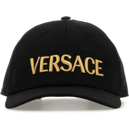 Schwarze Baumwoll-Baseballkappe , Herren, Größe: 58 CM - Versace - Modalova