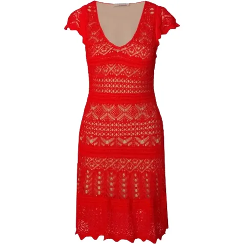 Short Knit Dress with Lace Detail , female, Sizes: XS, S - Twinset - Modalova