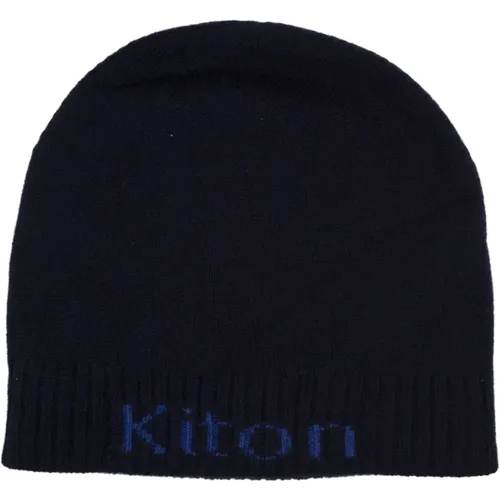 Ribbed Cashmere Beanie with Logo , male, Sizes: ONE SIZE - Kiton - Modalova