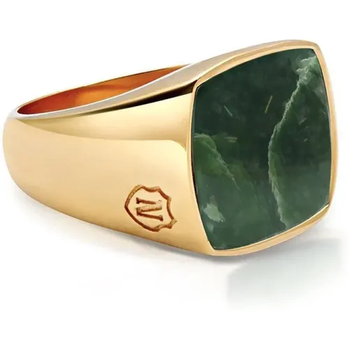 Gold Siegelring mit grünem Jade , Herren, Größe: 62 MM - Nialaya - Modalova