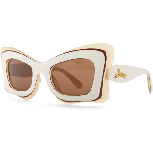 Mehrschichtige Rechteckige Sonnenbrille Weiß Beige - Loewe - Modalova