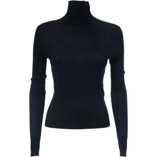 Long Sleeve Dolcevita in Wool and Silk Blend , female, Sizes: L, S - Max Mara Studio - Modalova