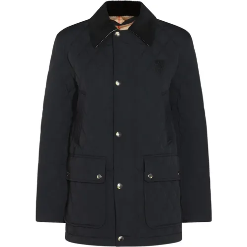 Blue Down Jacket with Button Fastening , male, Sizes: S, M - Burberry - Modalova