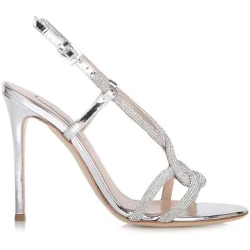 Silver High Heel Sandals with Swarovski , female, Sizes: 3 UK, 2 UK, 4 UK - Ninalilou - Modalova