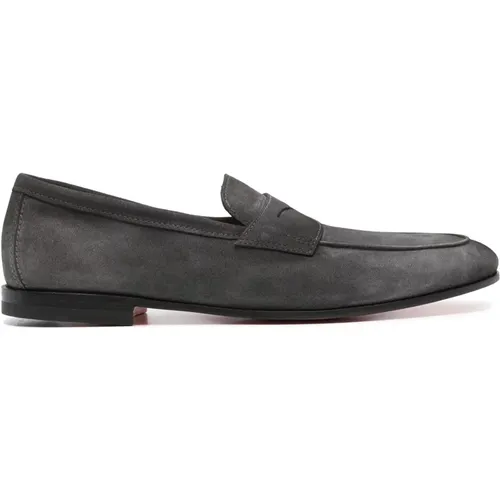 Leather Suede Loafers , male, Sizes: 7 UK, 8 1/2 UK, 9 UK, 8 UK, 7 1/2 UK, 10 UK - Santoni - Modalova