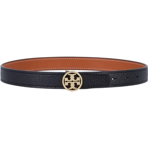 Schwarzer Leder Wendegürtel Goldschnalle - TORY BURCH - Modalova