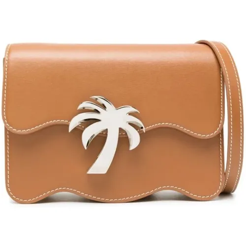 Leather Palm Beach Bag with Ocean Wave Design , female, Sizes: ONE SIZE - Palm Angels - Modalova