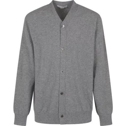 Grey Men's Cardigan Knit Sweater , male, Sizes: L, S - Comme des Garçons - Modalova