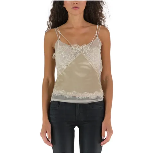 Double Tank Top with Chantilly Lace Details , female, Sizes: XS, S - AC9 - Modalova