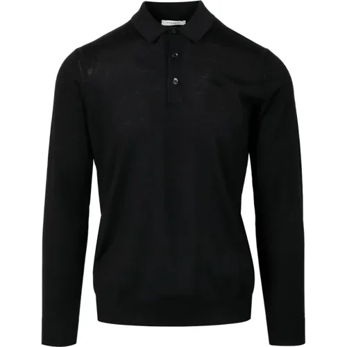 Schwarzer Woll-Polo-Pullover - Paolo Pecora - Modalova