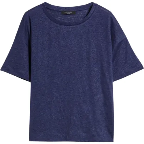 Leinen T-Shirt mit Seitenschlitzen , Damen, Größe: L - Max Mara Weekend - Modalova