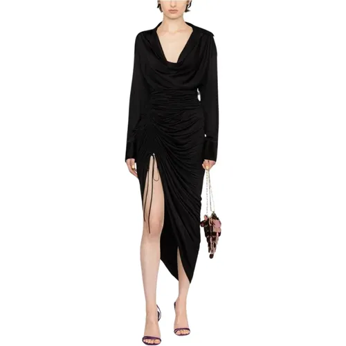 Schwarzes Asymmetrisches Kleid aus Sheer Jersey , Damen, Größe: 2XS - alexander wang - Modalova