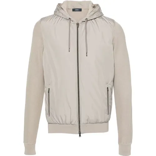 Dove Grey Cotton and Nylon Jacket , male, Sizes: 2XL, XL, L - Herno - Modalova