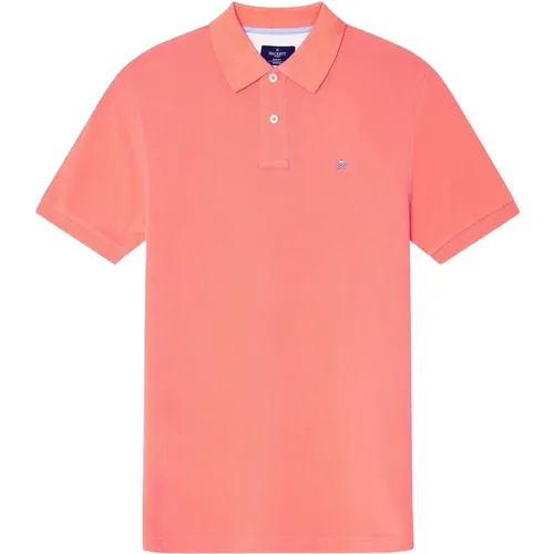 Coral Slim Fit Logo Polo Shirt , male, Sizes: L - Hackett - Modalova