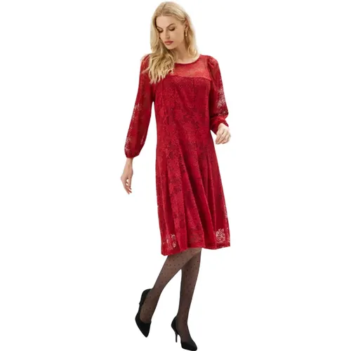 Rotes Spitzenkleid mit ¾ Ärmeln - IN FRONT - Modalova