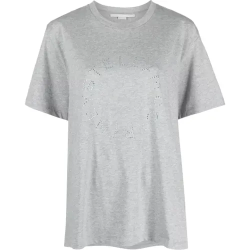 Logo Rhinestone T-Shirt , female, Sizes: XS, S - Stella Mccartney - Modalova
