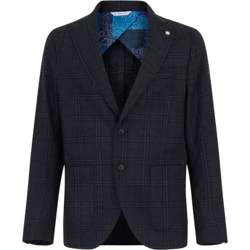 Checkered Wool Jacket , male, Sizes: L, 2XL, XL - Manuel Ritz - Modalova