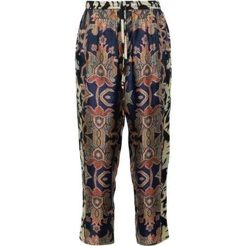 Geometric Print Silk Trousers , female, Sizes: M - Pierre-Louis Mascia - Modalova