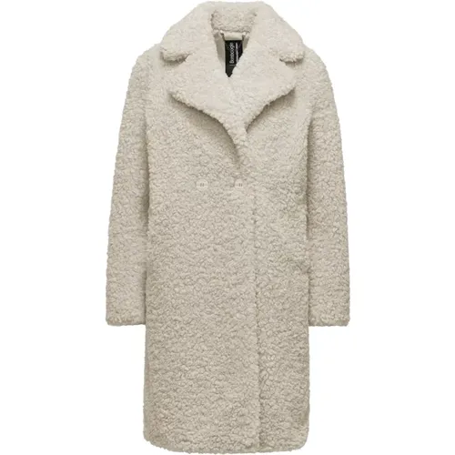 Curly-effect Sherpa Fleece Coat with Lapels , female, Sizes: L, M, XL, 2XL - BomBoogie - Modalova