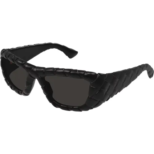 Schwarze Sonnenbrille mit Etui und Garantie , Damen, Größe: 56 MM - Bottega Veneta - Modalova