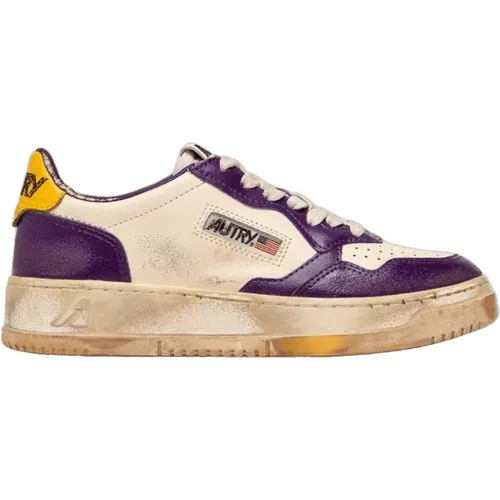 Vintage Blanc Violet Leder Sneakers , Herren, Größe: 45 EU - Autry - Modalova