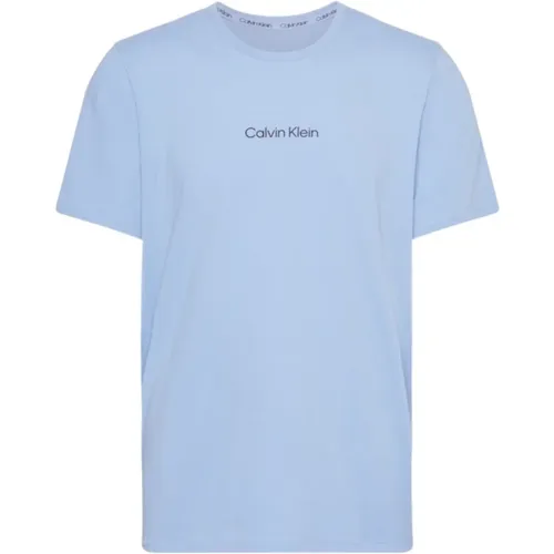 Stretch Basic Logo T-Shirt - Blau , Herren, Größe: M - Calvin Klein - Modalova