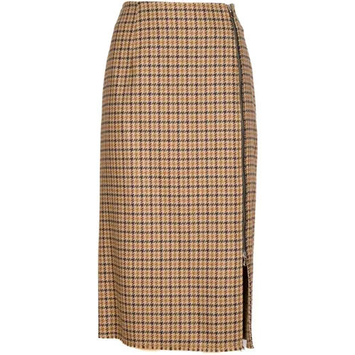 Tweed Skirt with Zip and Side Slit , female, Sizes: M - Ottod'Ame - Modalova