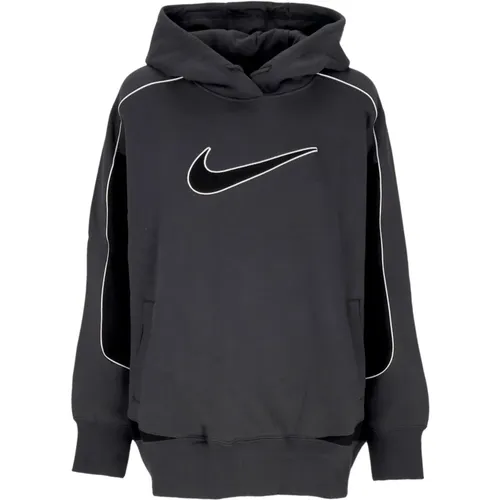 Oversize Swoosh Hoodie Anthrazit/Schwarz/Weiß , Damen, Größe: L - Nike - Modalova