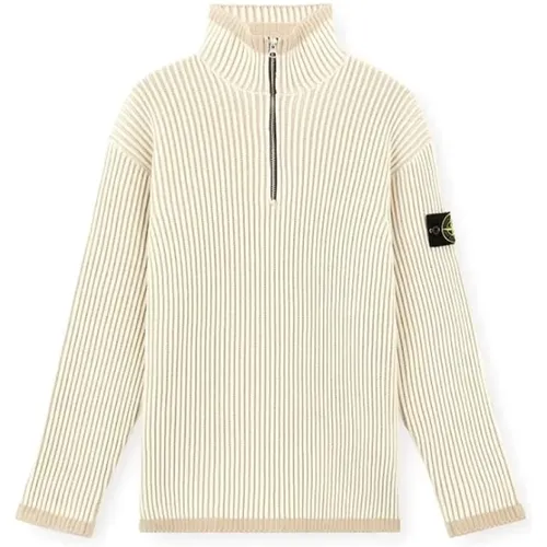 Ribbed Wool Half Zip Sweater , male, Sizes: L, XL, M - Stone Island - Modalova