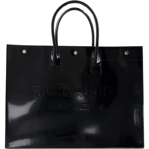 Rive Gauche Leather Tote Bag , male, Sizes: ONE SIZE - Saint Laurent - Modalova