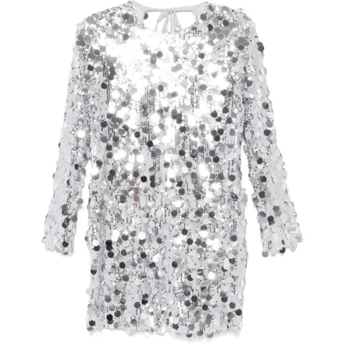 Silver Sequin Party Dress , female, Sizes: S, XS - Semicouture - Modalova