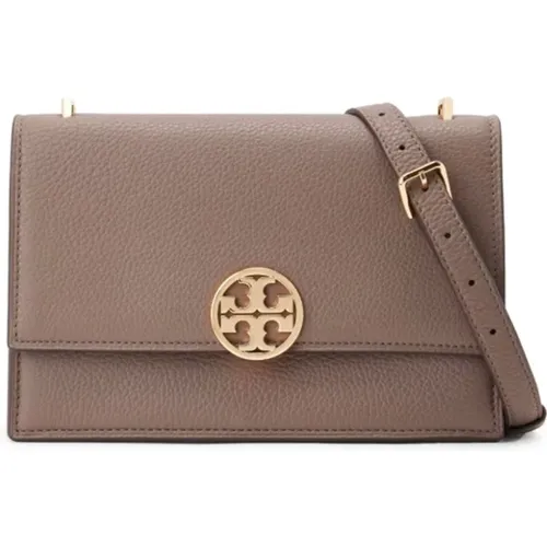 Gehämmerte Leder-Schultertasche mit Goldfarbenem Logo - TORY BURCH - Modalova