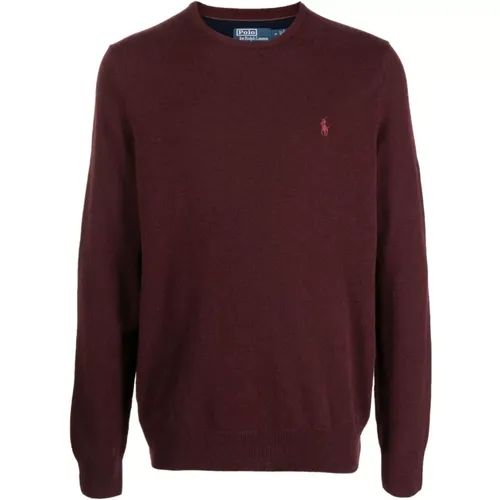 Bordeaux Wollpullover mit Polo Pony , Herren, Größe: S - Ralph Lauren - Modalova