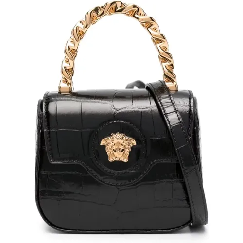 Mini Top Handle Calf Leather Bag , female, Sizes: ONE SIZE - Versace - Modalova