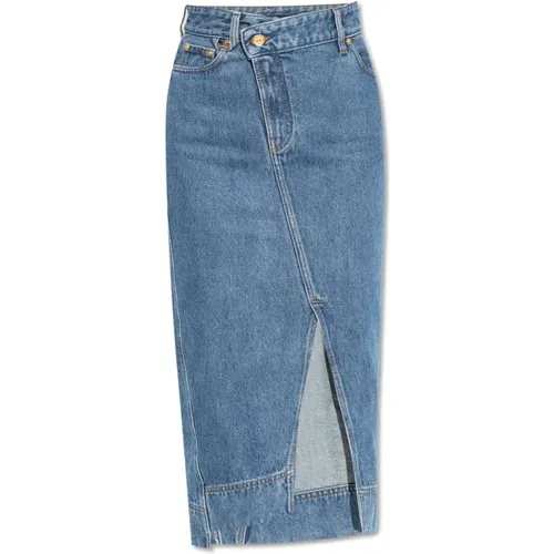 Denim skirt with slit , female, Sizes: W27, W28 - Jacquemus - Modalova