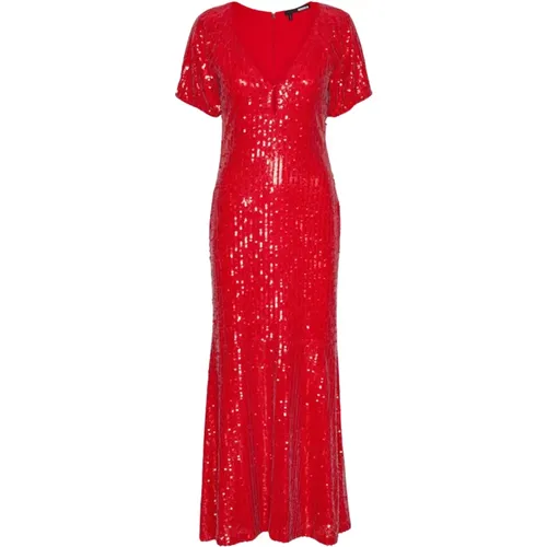 Glitzerndes Midi-Kleid mit V-Ausschnitt , Damen, Größe: XS - ROTATE Birger Christensen - Modalova