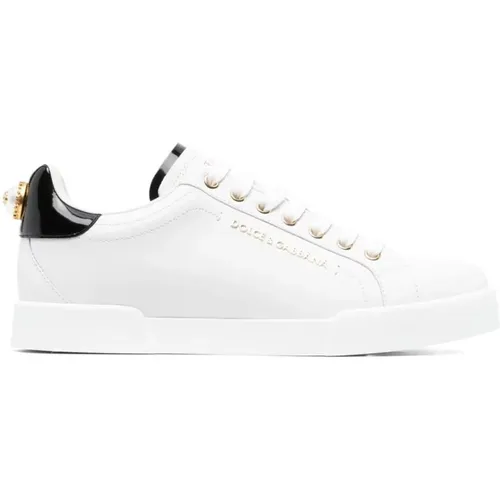 Weiße Ledersneakers für Damen , Damen, Größe: 36 EU - Dolce & Gabbana - Modalova