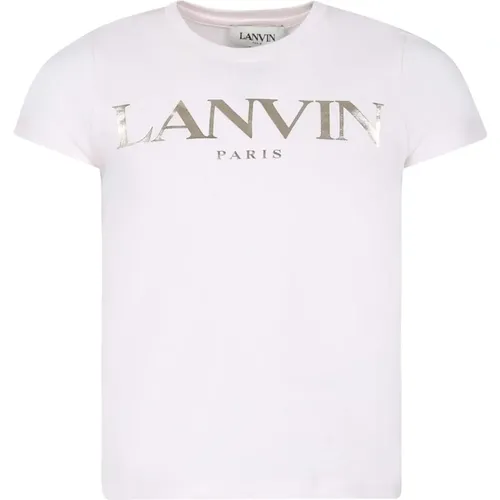 Rosa Baumwoll T-Shirt mit Goldenem Logo-Print - Lanvin - Modalova