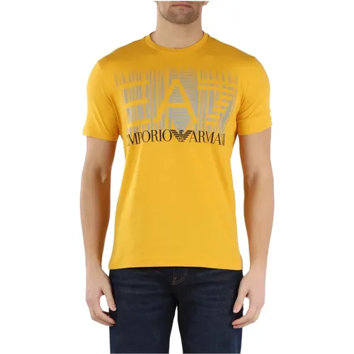 Baumwoll-Logo-T-Shirt , Herren, Größe: L - Emporio Armani EA7 - Modalova